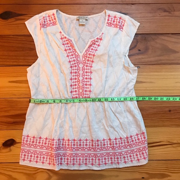 Lucky Brand White Red Boho Top, EUC, M - Picture 8 of 15